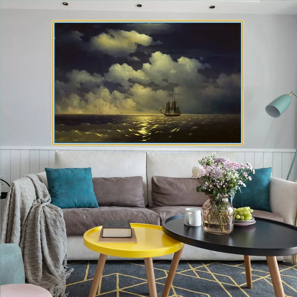 Цитон Холст Картина маслом Иван Айвазовский 《 Бриг Меркурий - Легендарные