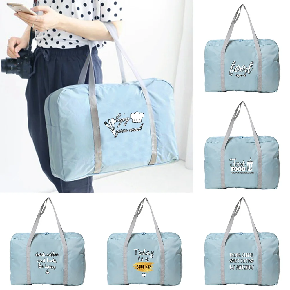 

Large Capacity Travel Bag Unisex Organizers Foldable Luggage Handbags Clothes Storage Duffle Carry on Bags Food Series
