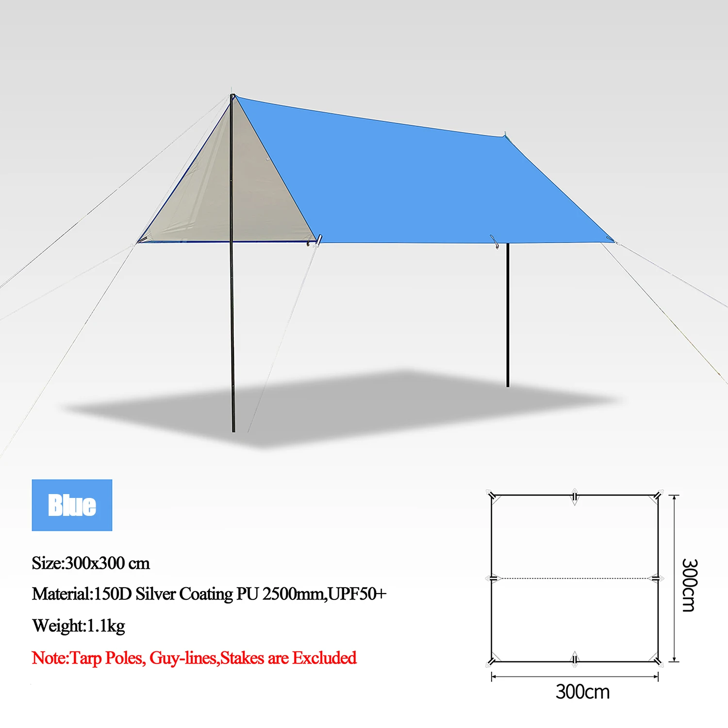 5x3m 4x3m 3x3m Awning Waterproof Tarp Tent Shade Ultralight Garden Canopy Sunshade Outdoor Camping Tourist Beach Sun Shelter