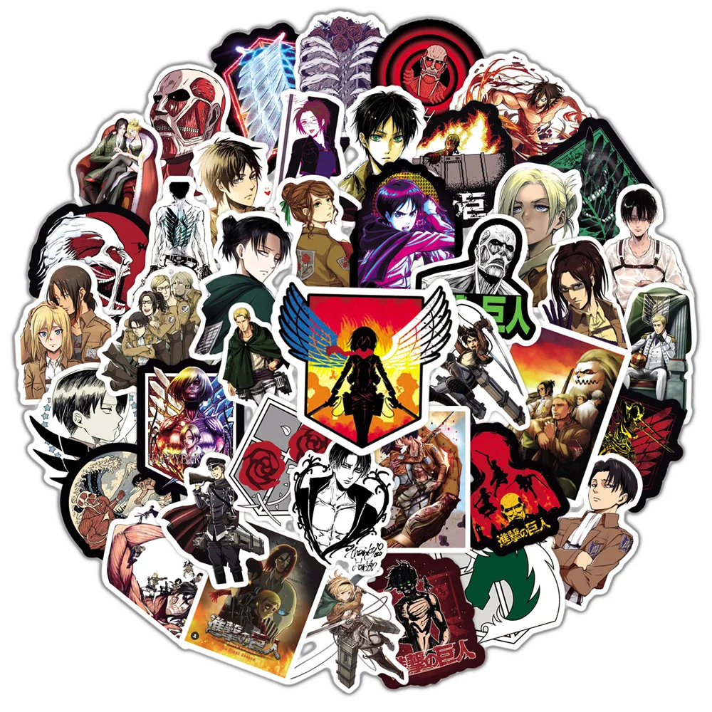 

10/30/50PCS Japanese Anime Attack on Titan Sticker Luggage Laptop IPad Phone Case Skateboard Waterproof Sticker Wholesale