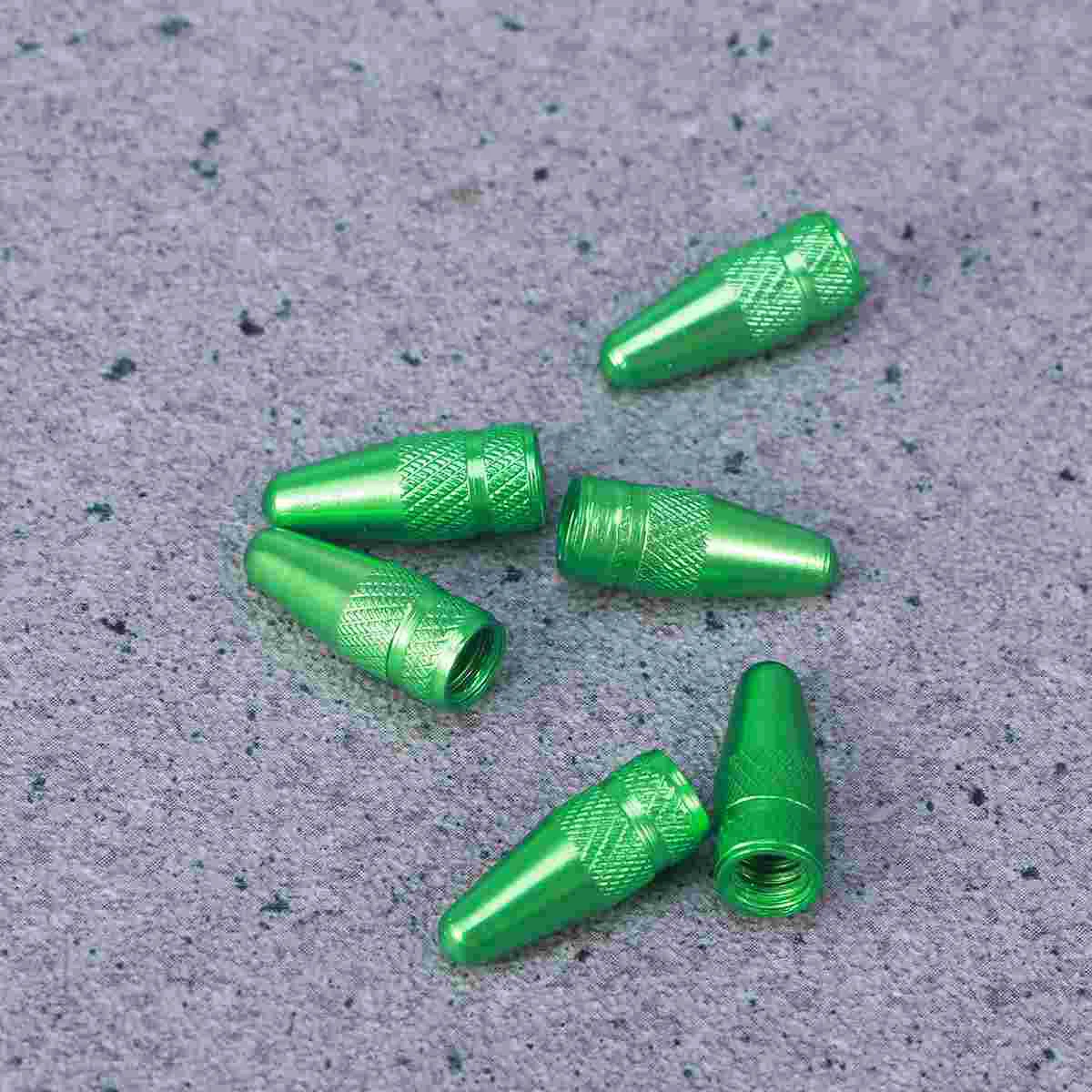 6pcs Caps Tire Stem Caps Aluminum Alloy Bike Tire Caps Covers French Style for MTB Road Bike Mountain Bike Green