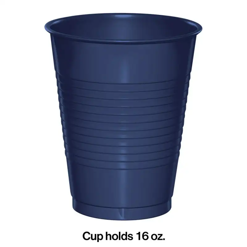 

Blue 16 oz Plastic Cups 60 Count for 60 Guests