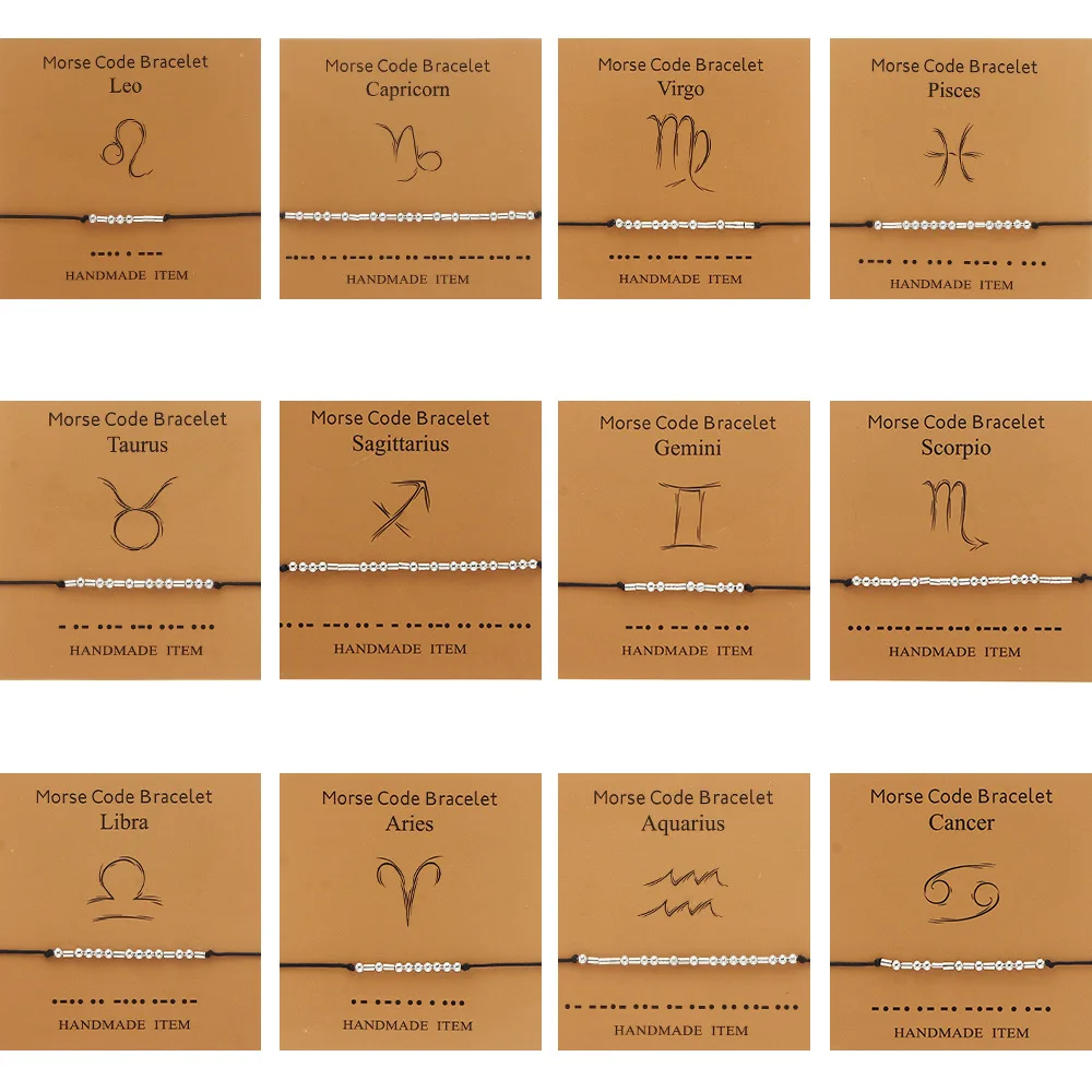 

Новая мода двенадцать созвездий мох код парный браслет серебряный цвет металлический черный Веревка Регулируемый