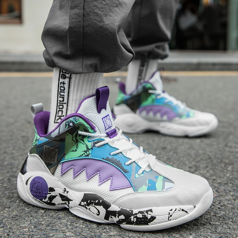 

Fashion Graffiti Men's Basketball Shoes High Quality Bounce Basketball Trainers Shoes Men Breathable Man Sneakers tenis masculin