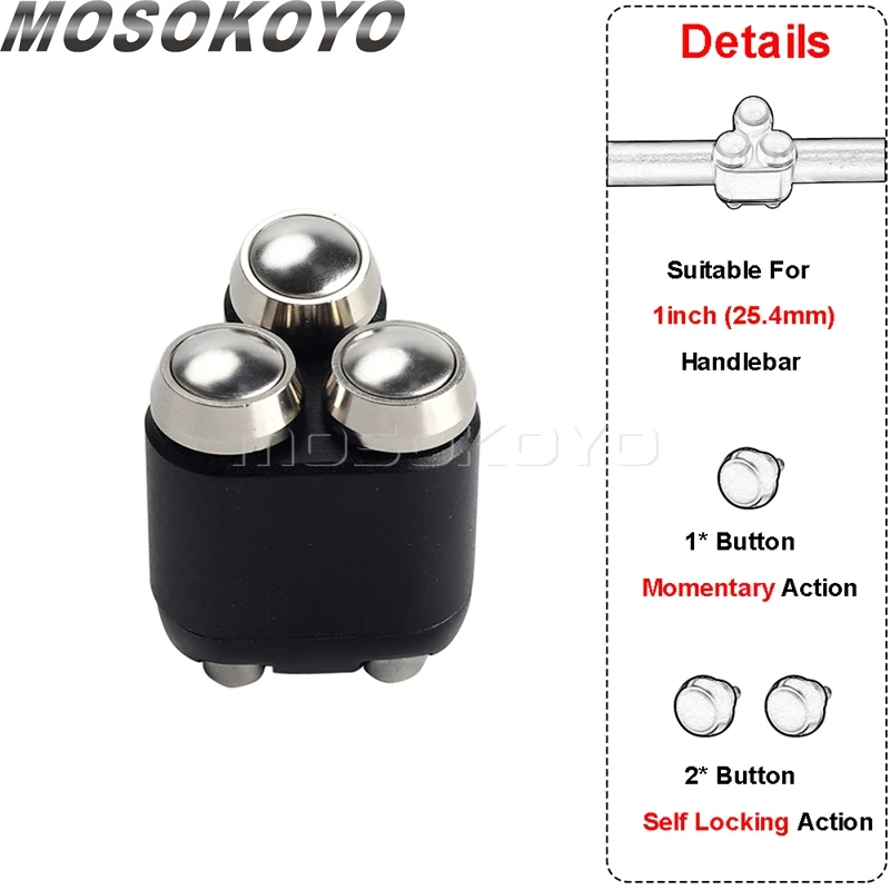

1 дюйм, 25 мм, 22 мм, переключатель управления на руль мотоцикла, звуковой сигнал, переключатель запуска, 3 кнопки, универсальный для Honda Suzuki Scrambler Harley