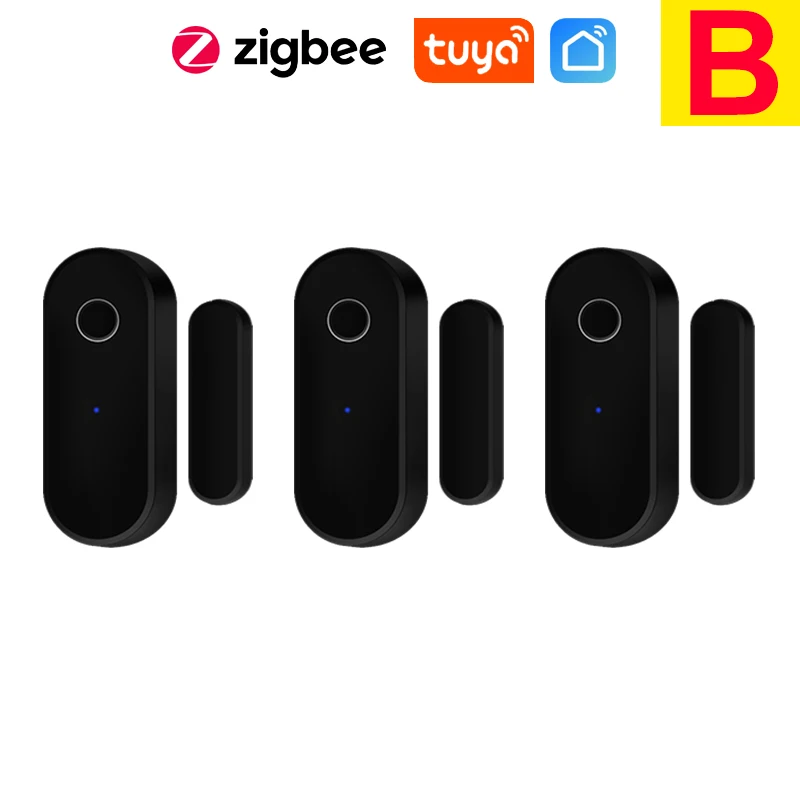 

Умный Датчик Двери И Окна Tuya Zigbee - Черный Детектор Домашней Безопасности Обнаружение Открытия И Закрытия Работает С Прил...
