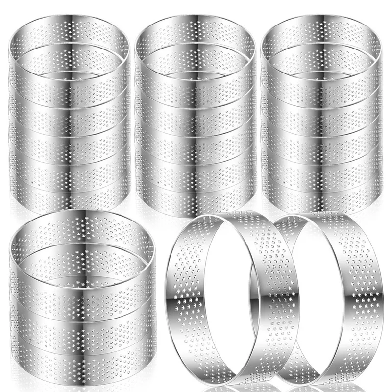 20 шт. 3-дюймовые перфорированные кольца для пирогов круглые из нержавеющей стали