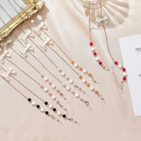 new fashion colorful pearl love anti loss lanyard bow glasses chain mask holder lanyard woman sunglass frame glasses accessories