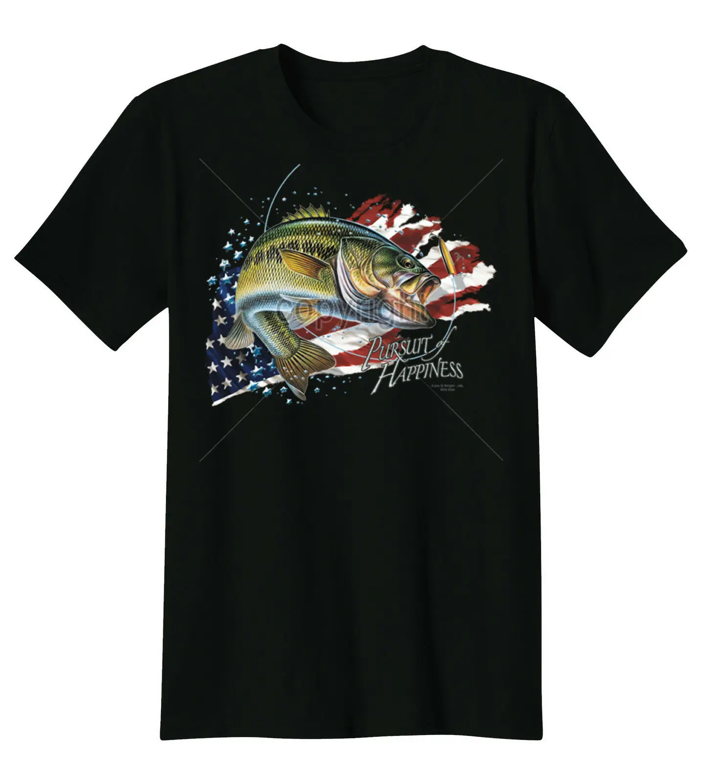 

Pursuit of Happiness Bass Fishing USA Patriotic Anglers T-Shirt 100% Cotton O-Neck Short Sleeve Casual Mens T-shirt Size S-3XL