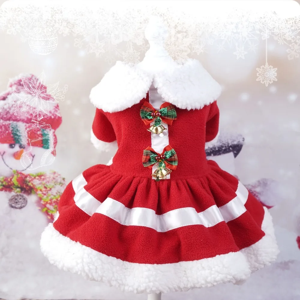 

Puppy Clothes Christmas Cosplay Costume Red Santa Claus Dress for Small Medium Dogs Cute Bow Dress Pet Clothes