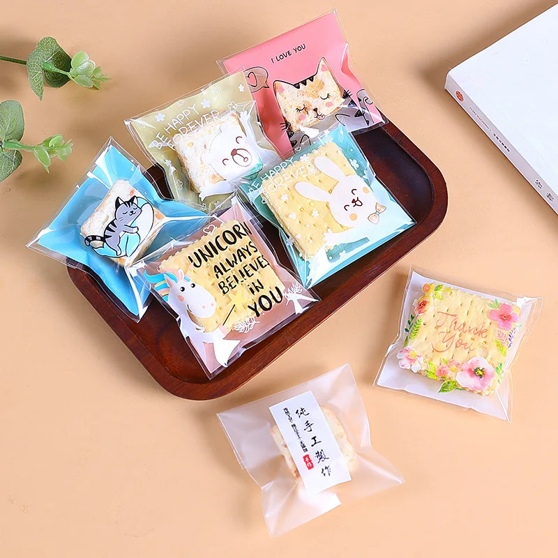 

100 шт./партия, прозрачные пластиковые пакеты для конфет, 7 х7 см