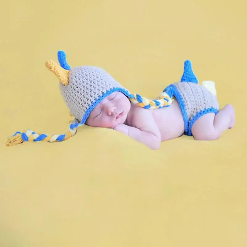 

Newborn Photography Clothing Long Sleeve Top Pant Headband Clothing Sets With Hat Baby Photography Clothing for 6-12 Month