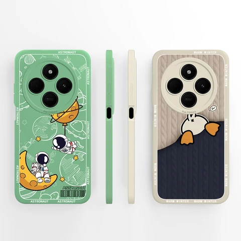 Чехол для телефона POCO C75 с милым сердечком и котом, мягкая жидкая силиконовая задняя крышка для Xiaomi Poco C 75, полная защита от падения, чехол