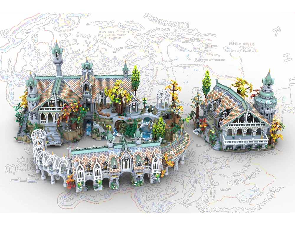 Фото Конструктор Rivendell: Архитектурная модель Замка, Башни, Зала, Пристройки и Горной базы. Игрушки-конструкторы MOC для сборки, подарки. №2