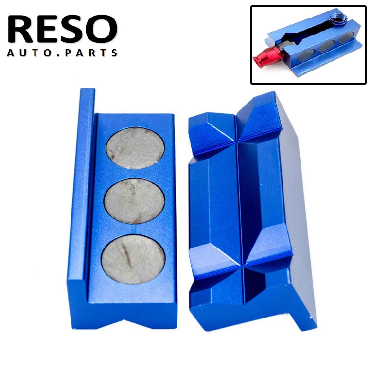 

RESO- Aluminum Vise Jaw Protective Inserts for AN Fittings Adapter Length 4" 100mm with Magnetized back RSC096