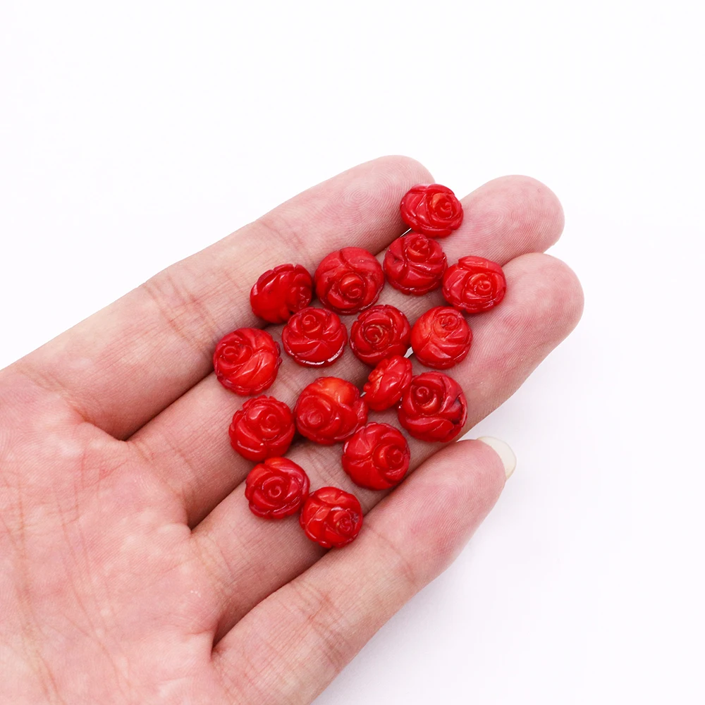 

Natural Red Coral Beads Hand Carved Designer Sweet Flower Shape Non-porous Coral Beads DIY Necklace Earrings Jewelry Gift Making