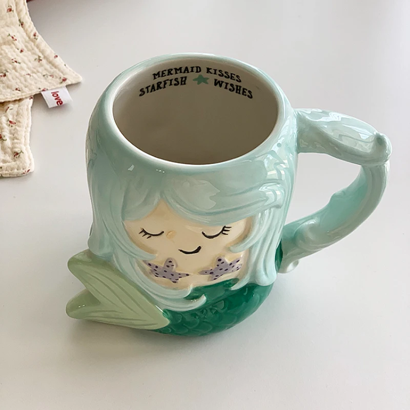 

Mermaid Relief Heavy Industry Hand Painted Ceramic Decoration Household Mug Coffee Cups Ceramic Mug
