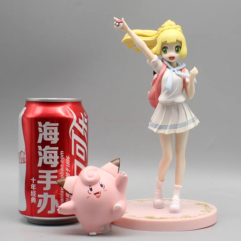 

19.5cm Pokemon Lillie Clefairy Figure Anime Girl Action Figurine Kawaii Model Collection Pvc Statue Doll Children Toys Gift