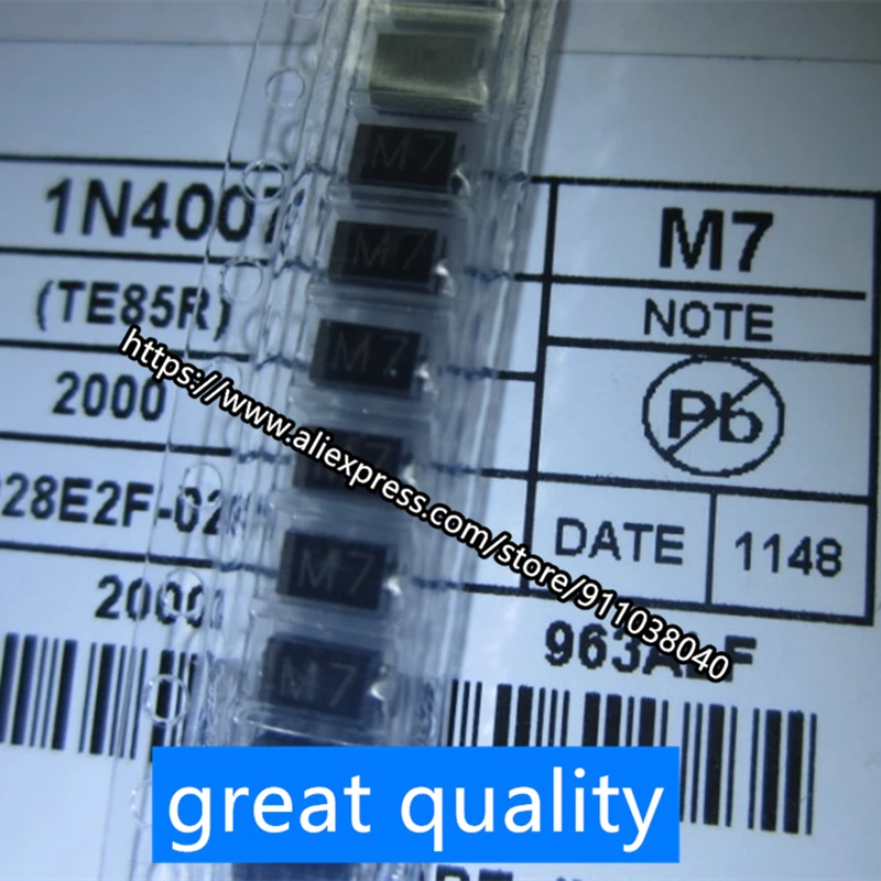 100 шт./лот SMD выпрямительный диод IN4007 1N4007 M7 DO-214AC SMA новая точка в упаковке