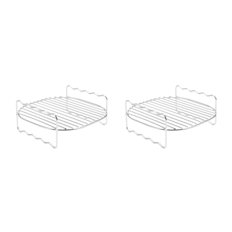 

2X Air Fryer Rack Fits All 3.7QT 5.8QT Multi-Purpose Double Layer Rack With Skewers Compatible With Phillips, Gowise Etc