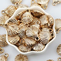 gold color plated acrylic shell beads plastic spiral shell pendant for diy jewelry making handmade necklace bracelet accessories