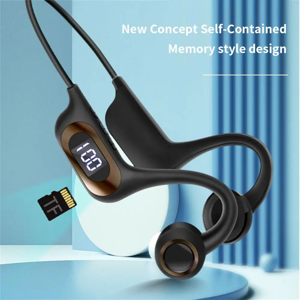 Tws Earbuds Ear-hook Air Conduction Power Digital Display Hifi Sound Stereo Support Tf Card Bone Conduction Headphone