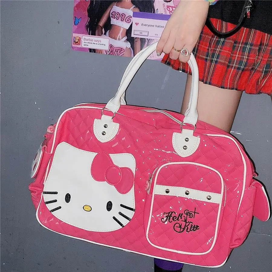 Bags for Women Purses and Handbags Sanrio Hello Kitty Bag Sweetheart Hot Girl Pu Super Large Capacity Travel Haversack