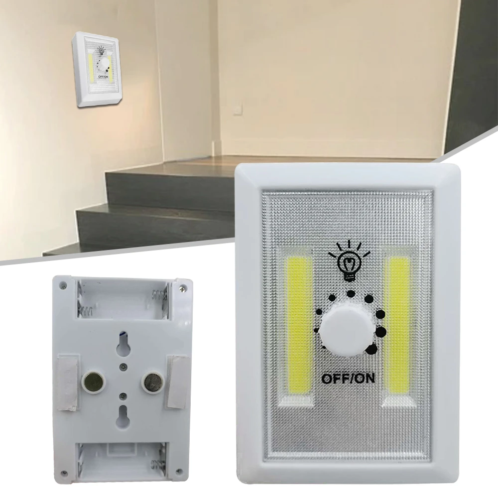 

1pcs COB LED 2W Light Switch Super Bright Battery Powered No Wire Portable Night Lamp LED Wall Switch Dimmable Night Light