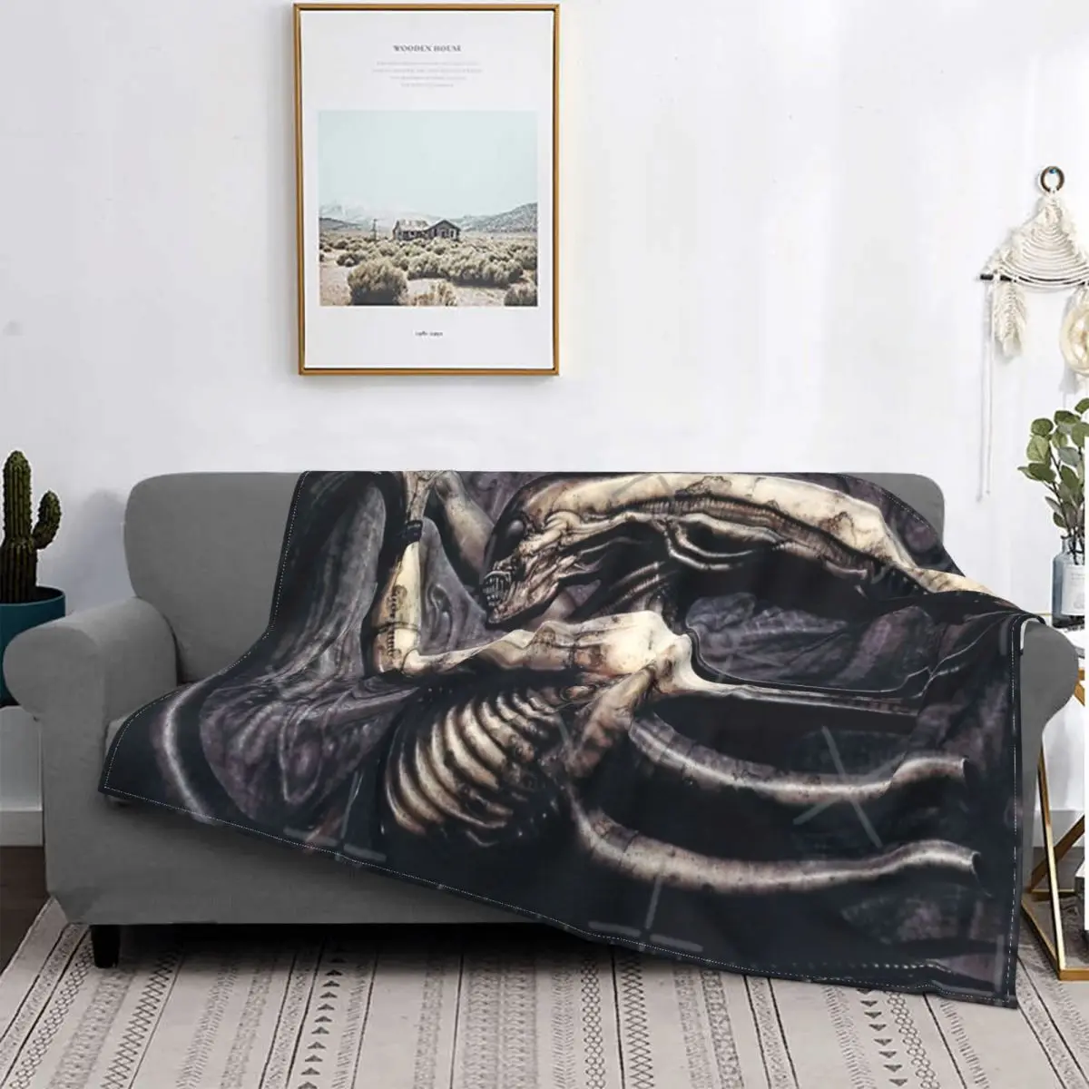 

Alien-Manta con capucha de playa, cobertor de cama a cuadros, toalla de playa, cobertor de invierno, diomorph Hr Giger