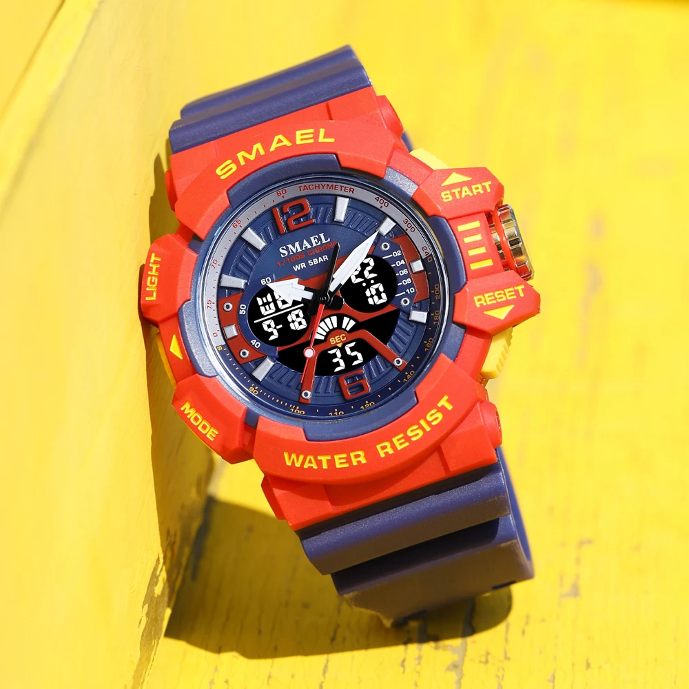 SMAEL мужские часы с двойным дисплеем спортивные военные наручные кварцевые
