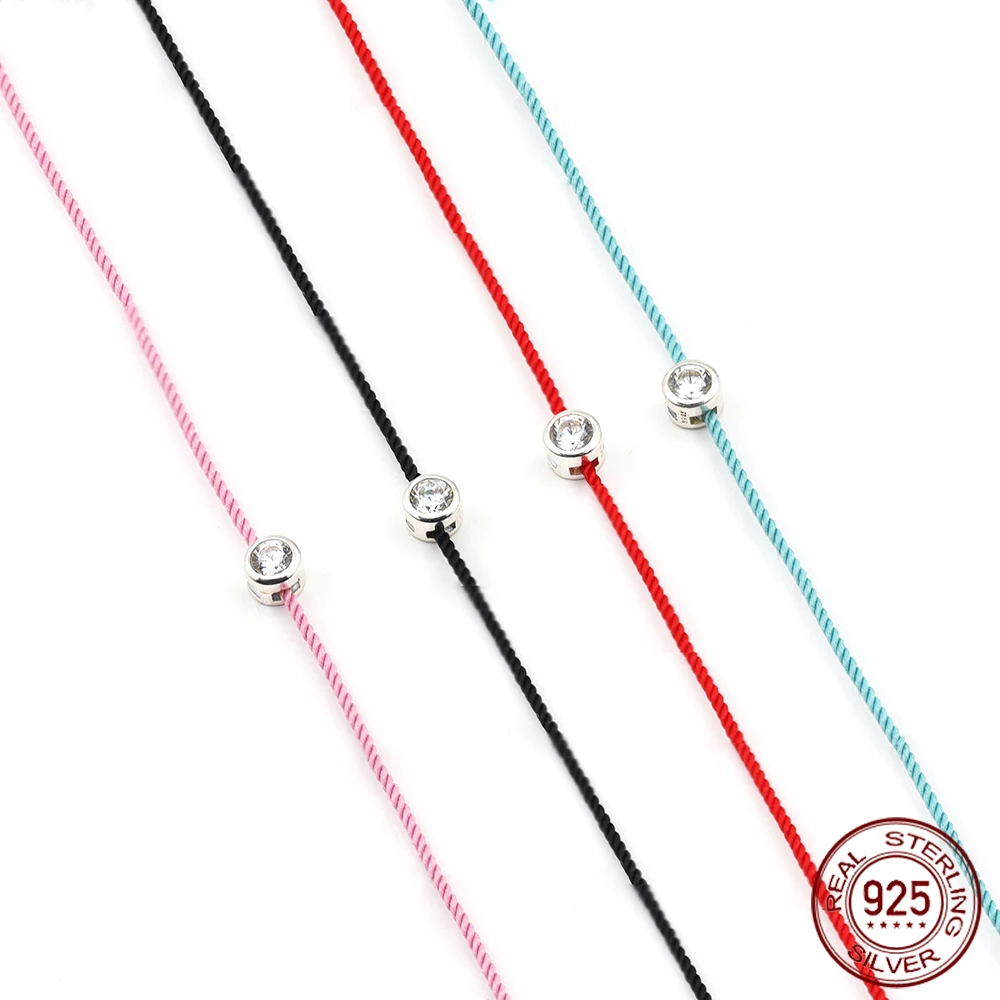 Женский браслет из серебра 925 пробы с красной нитью - Цена: 524