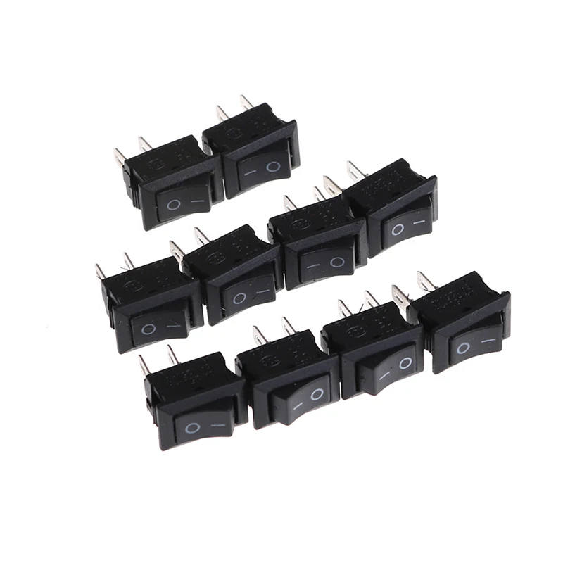 

10Pcs 10*15MM Small Black Rocker Switch KCD1-11 250VAC/3A 6A 125V AC 2P Switches