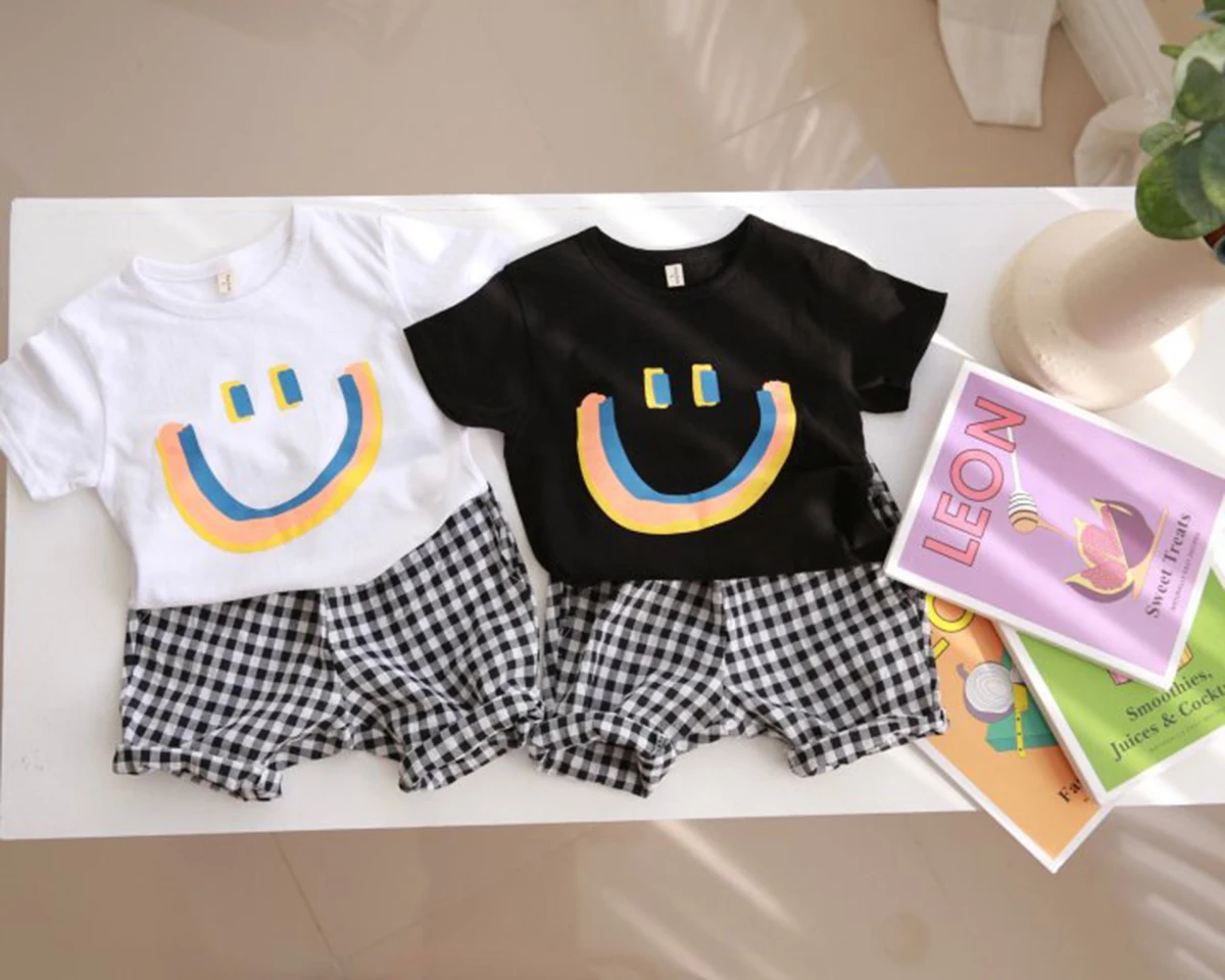 2 шт. детский летний костюм в клетку с шортами