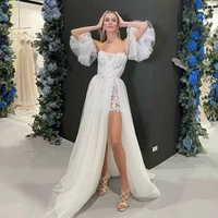 sodigne sweetheart princess wedding dress tulle off shoulder strapless side split boho bride dresses vestidos de novia 2022