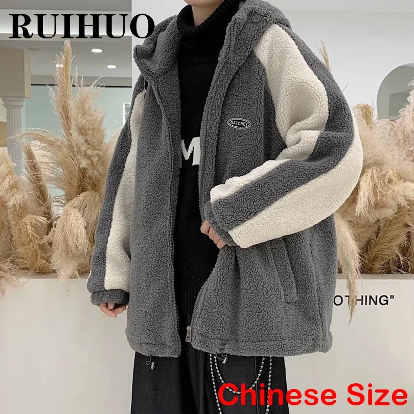

RUIHUO Patchwork Parkas Mens Jackets Varsity Heated Jacket Men Clothing Warm Winter Coats For Men 3XL 2022 Autumn New Arrivals