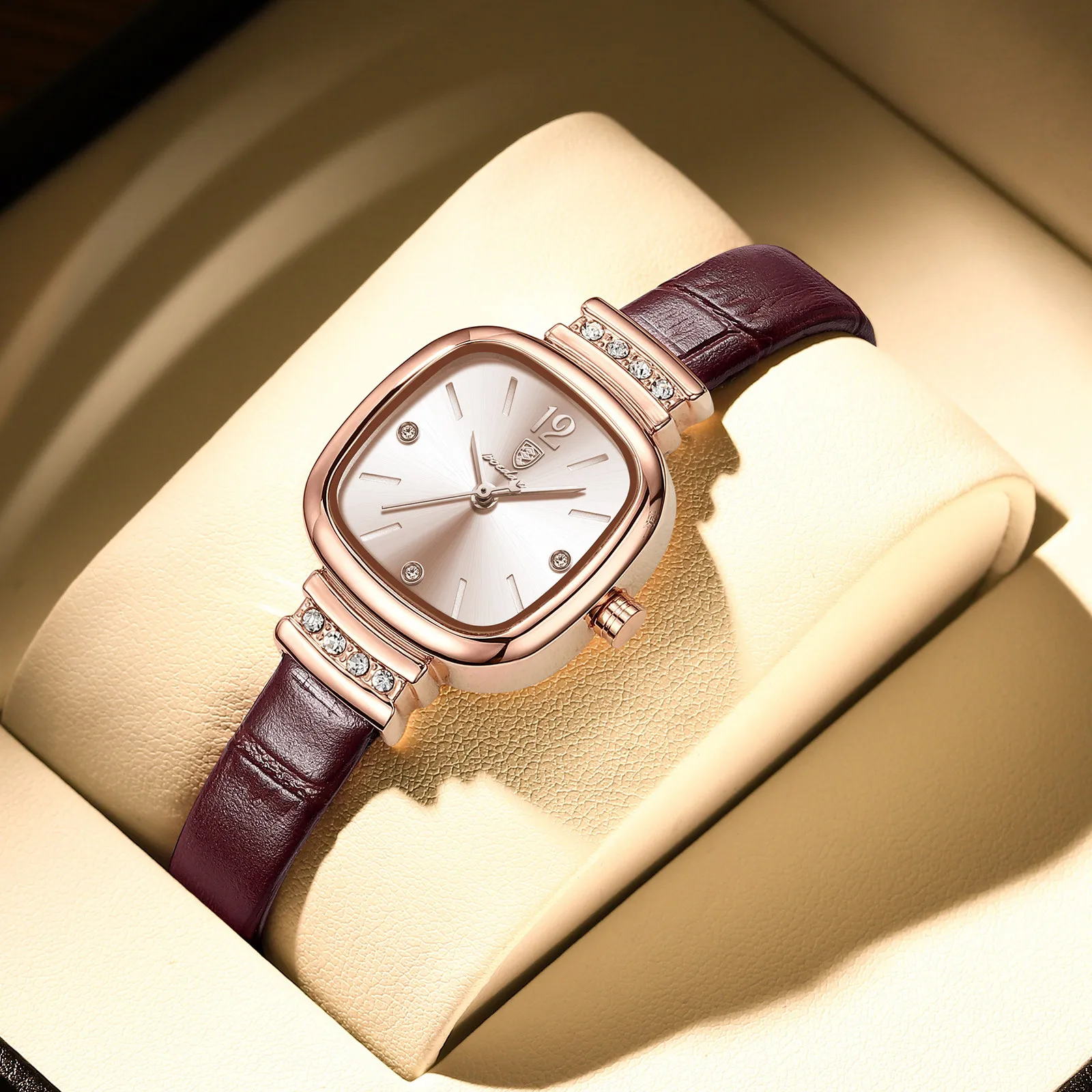 POEDAGAR Women's Watches Fashion Square Diamond Leather Waterproof Quartz Watch for Women Luxury Wristwatch Girlfriend Gift enlarge