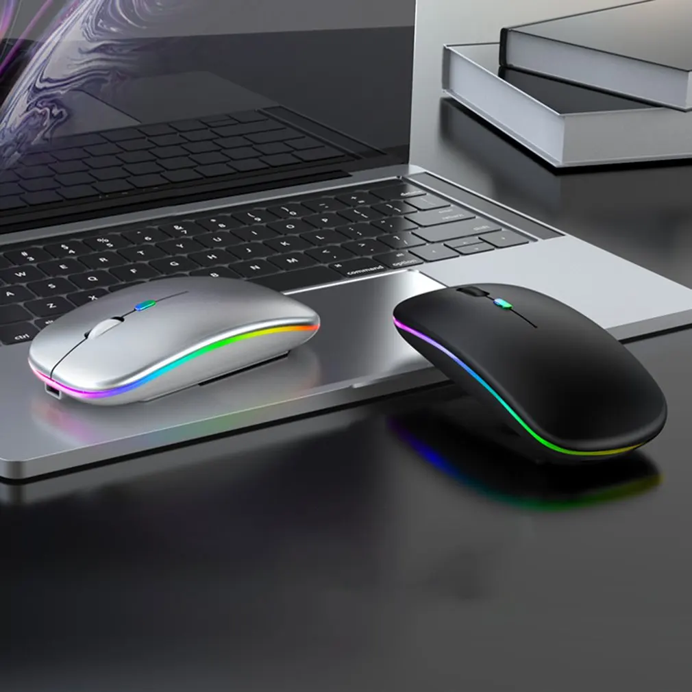 

Bluetooth Wireless With USB Rechargeable RGB Mouse BT5.2 For Laptop Computer PC Macbook Gaming Mouse 2.4GHz 1600DPI