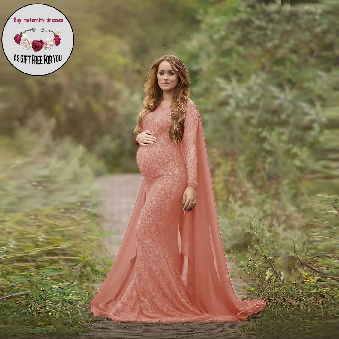 Hot Pregnant Womens Lace Maternity Dress Maxi Gown Photography Photo Shoot Dress