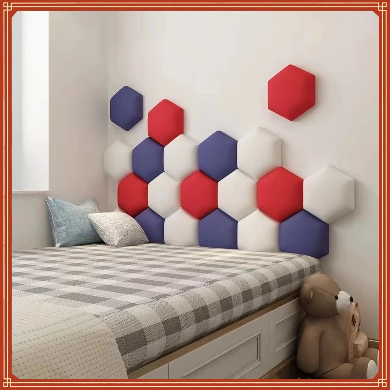 

Headboard Hexagonal Self-adhesive Soft Bag Wall Stickers Children's Room Anti-collision Decorative Soft Bag Living Room Bedroom