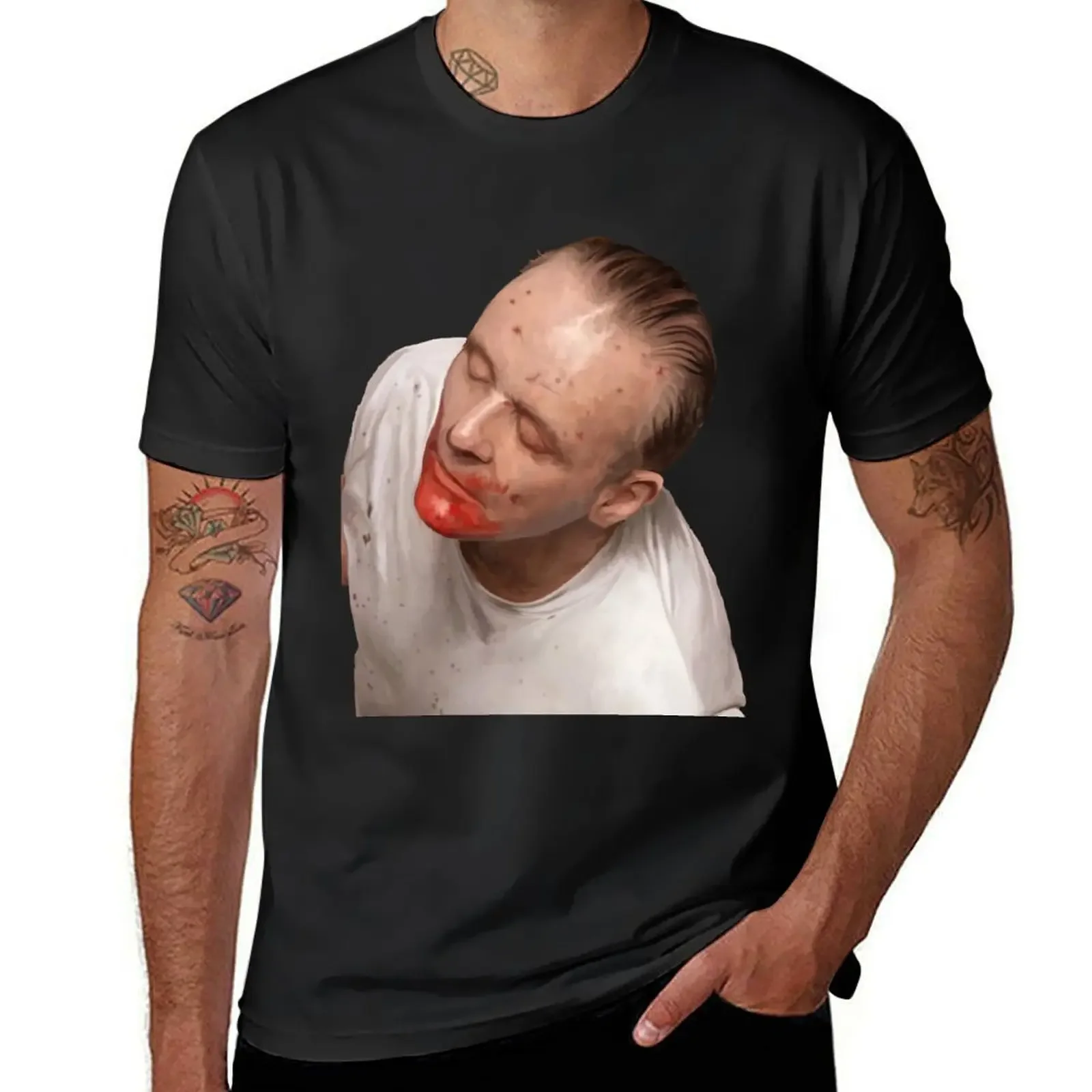 Футболка Ганнибал Лектер забавные подарки для парня футболки с мемми рисунком