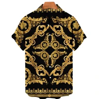 mens shirts luxury baroque style 3d print fashion lapels short sleeve loose tops oversized t shirt men clothing male camisetas