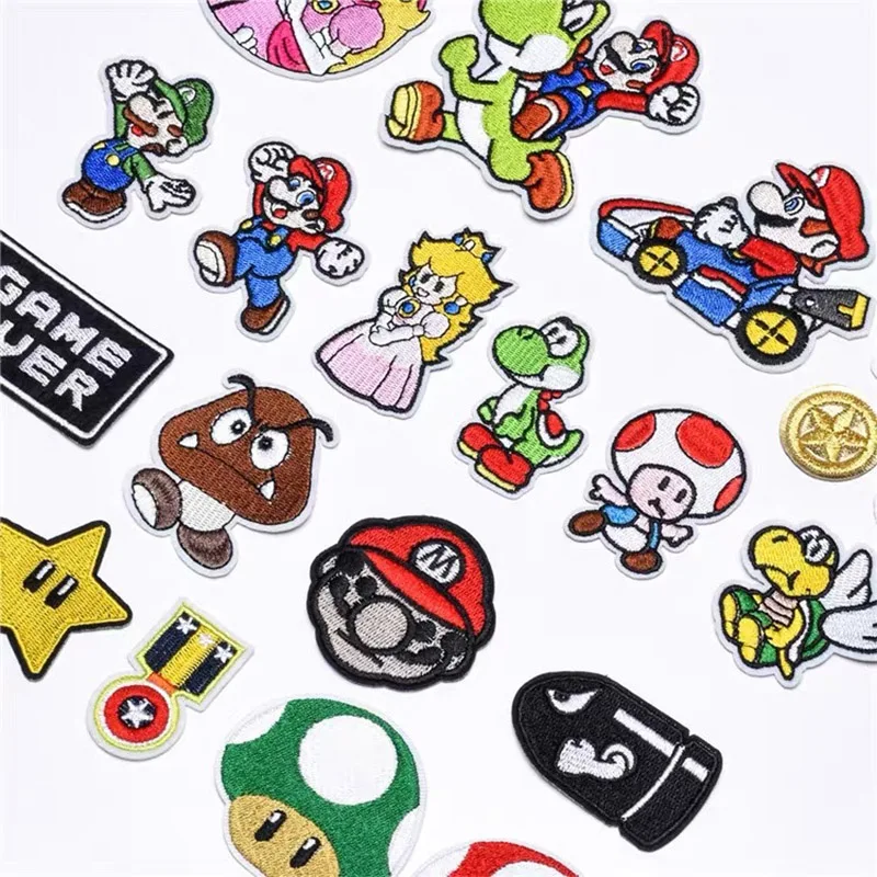 

Тканевые нашивки в стиле Super Mario, наклейки на одежду Yoshi Bowser, нашивки с вышивкой, аппликация с утюгом для одежды, мультяшный Декор «сделай сам»...