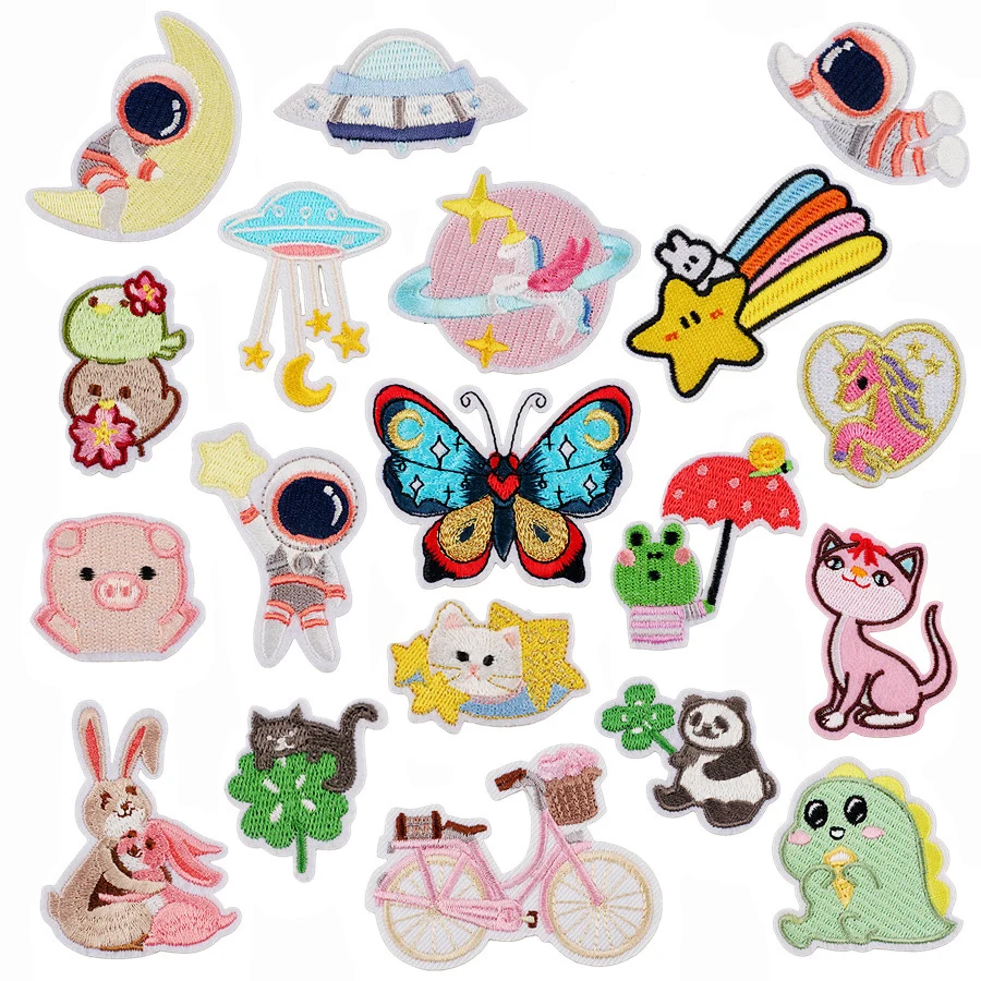 Мультяшная бабочка Кот аниме вышитая термоклейкая нашивка DIY велосипедный