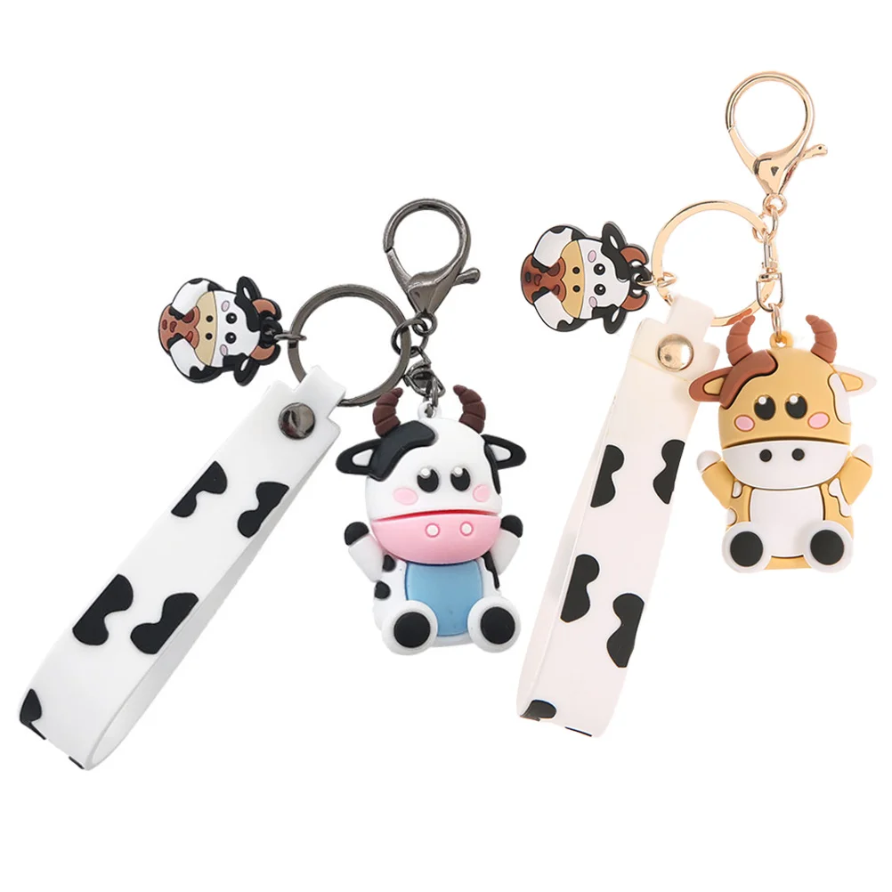 

Key Animal Cow Chain Couple Pendant Charm Keyring Ring Cartoon Handbag Gift Women Crossing Hanging Decoration Charms Print Purse