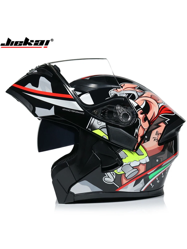 Enlarge JIEKAI  Motorcycle Double Lenses Safe Helmets Moto Flip up Modular DOT ECE sticker Helmet Sunglasses Undrape Face Combination