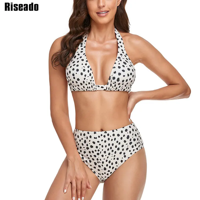 

Riseado High Waist Bikinis Set Halter Women's Swimsuits 2022 New Push Up Swimwear Women Sexy Leopard Biquini Summer Bathing Suit
