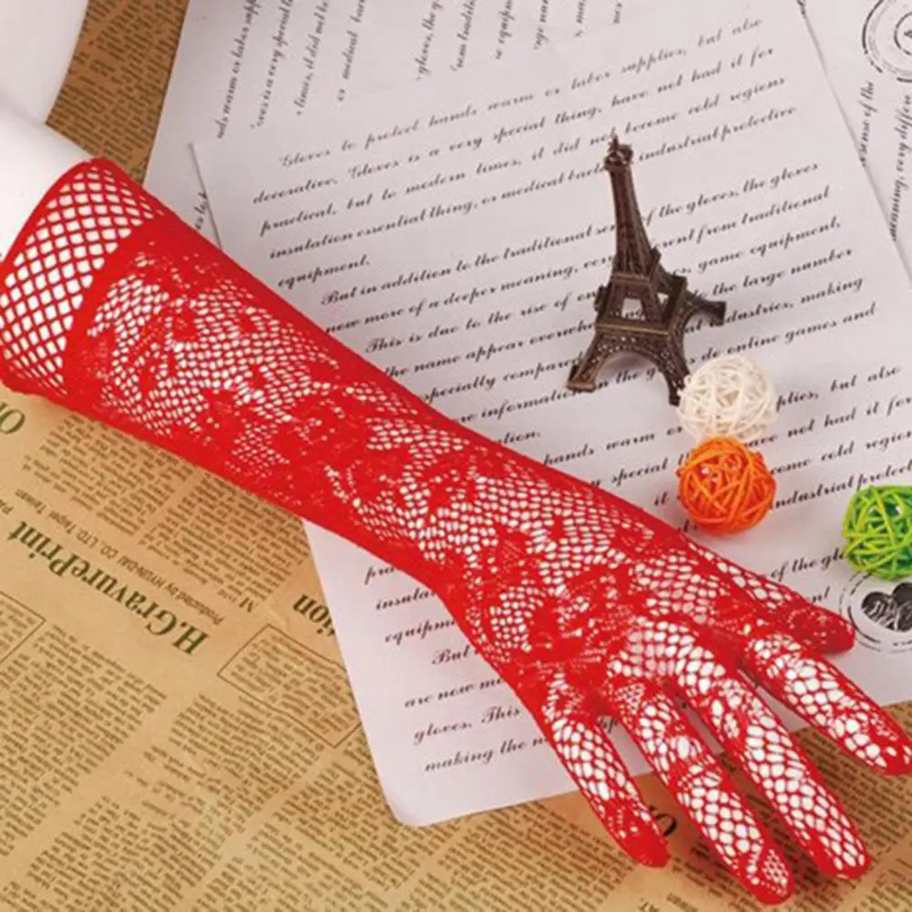 

Chic Bridal Gloves Elegant Elastic Wedding Accessories Women Grace Lace Sexy Gloves
