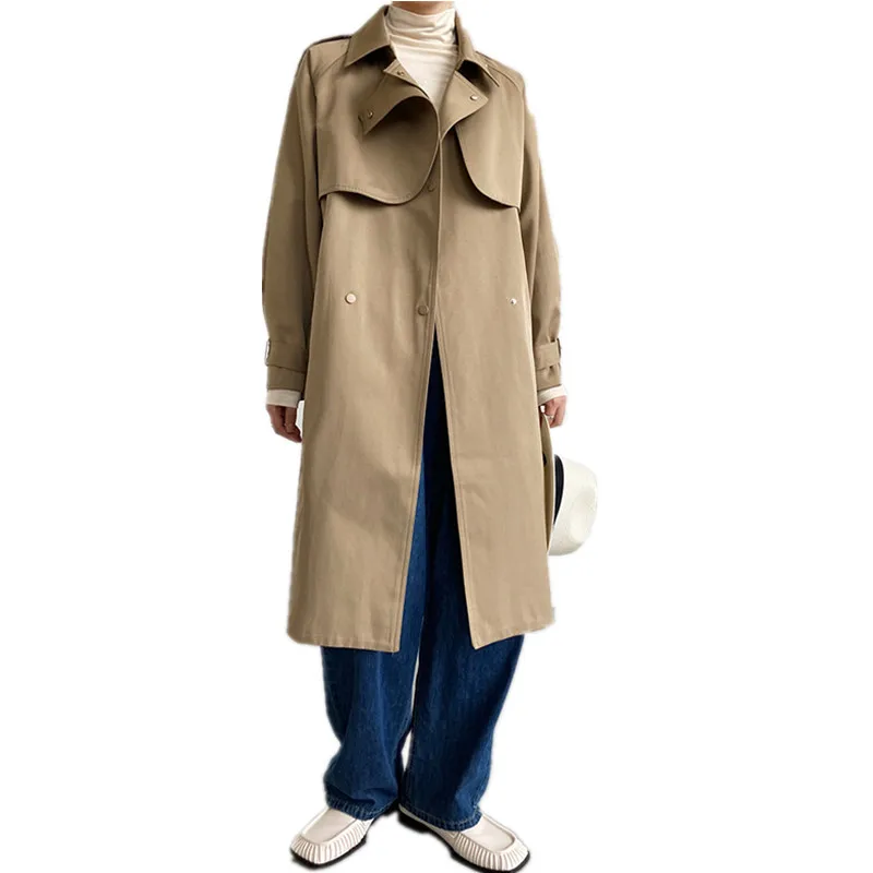 

2022 Spring And Autumn New Women's Mid-Length Trench Coat Thin Waist Fashionable Temperament Coat