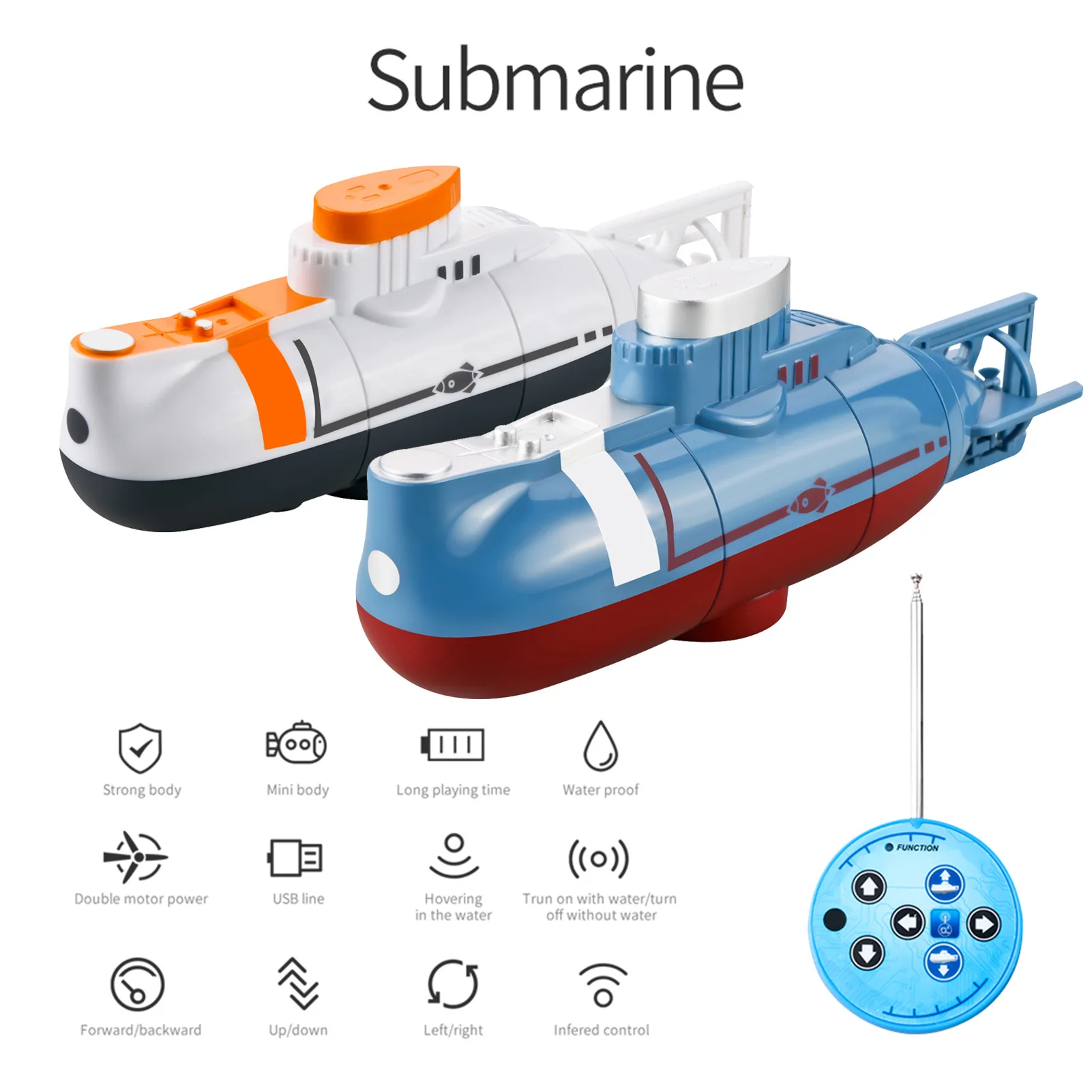 

RC Submarine Remote Control Mini Ship 6CH Diving Boat with LED Light Waterproof Simulation Floating Model Electronic Water Boat