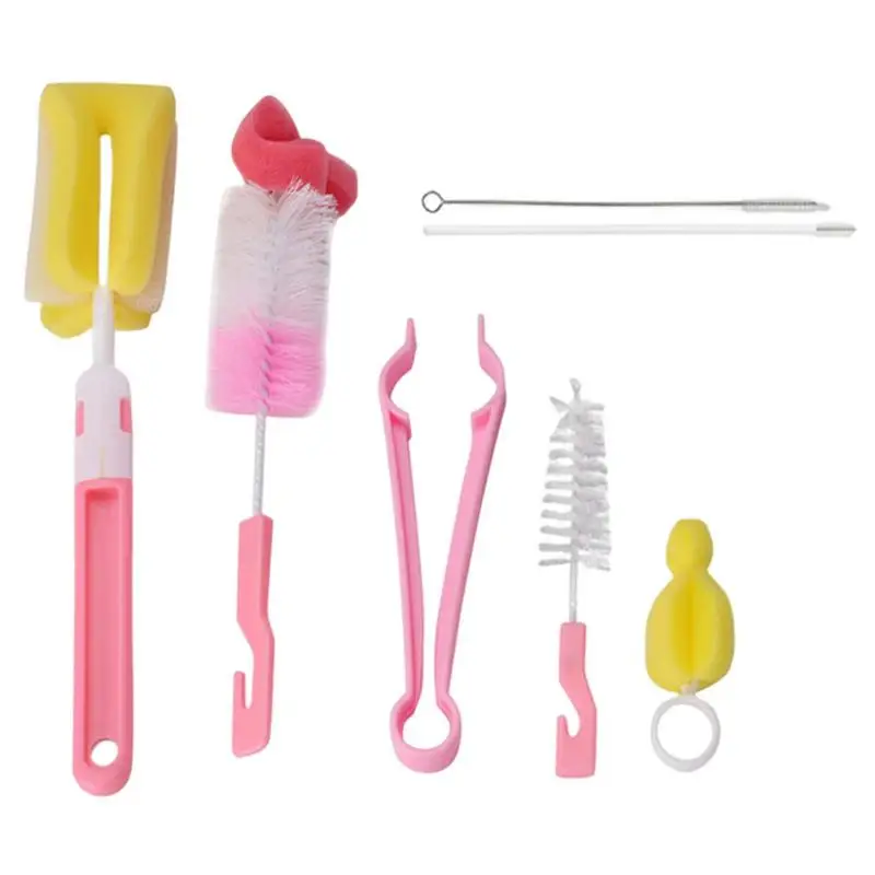 

Bottle Brush Cleaning Set Baby Bottle Brush Remove Stubborn Stain 360 Degree Baby Silicone Bottle Cleaning Brushes Kitchen Tool